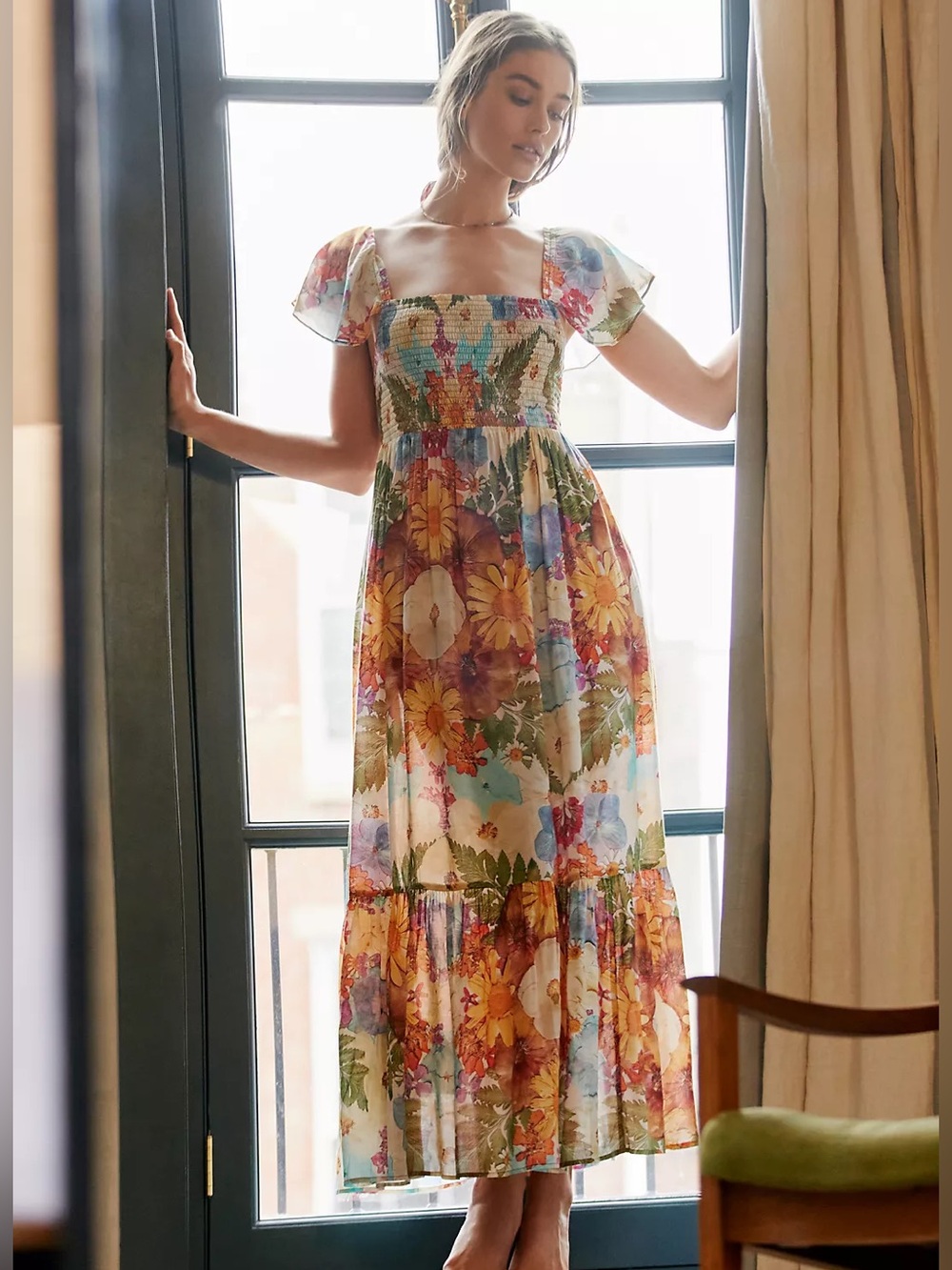 Anthropologie || Moxy Collective Smocked Floral Sleep Dress Floral Multicolor S